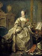 Francois Boucher Madame de Pompadour, la main sur le clavier du clavecin France oil painting artist